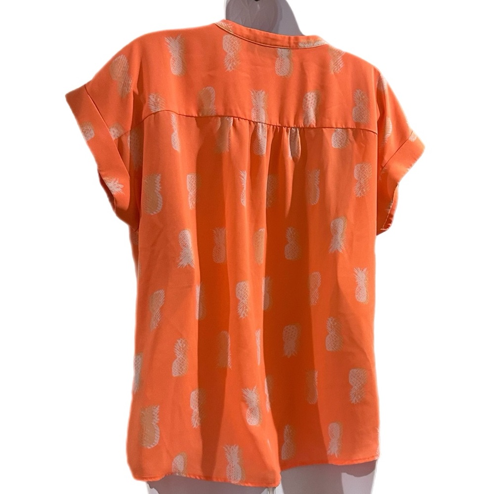 APT 9. Women's Neon Pineapple short sleeve Chiffon Blouse - Picture 5 of 7
